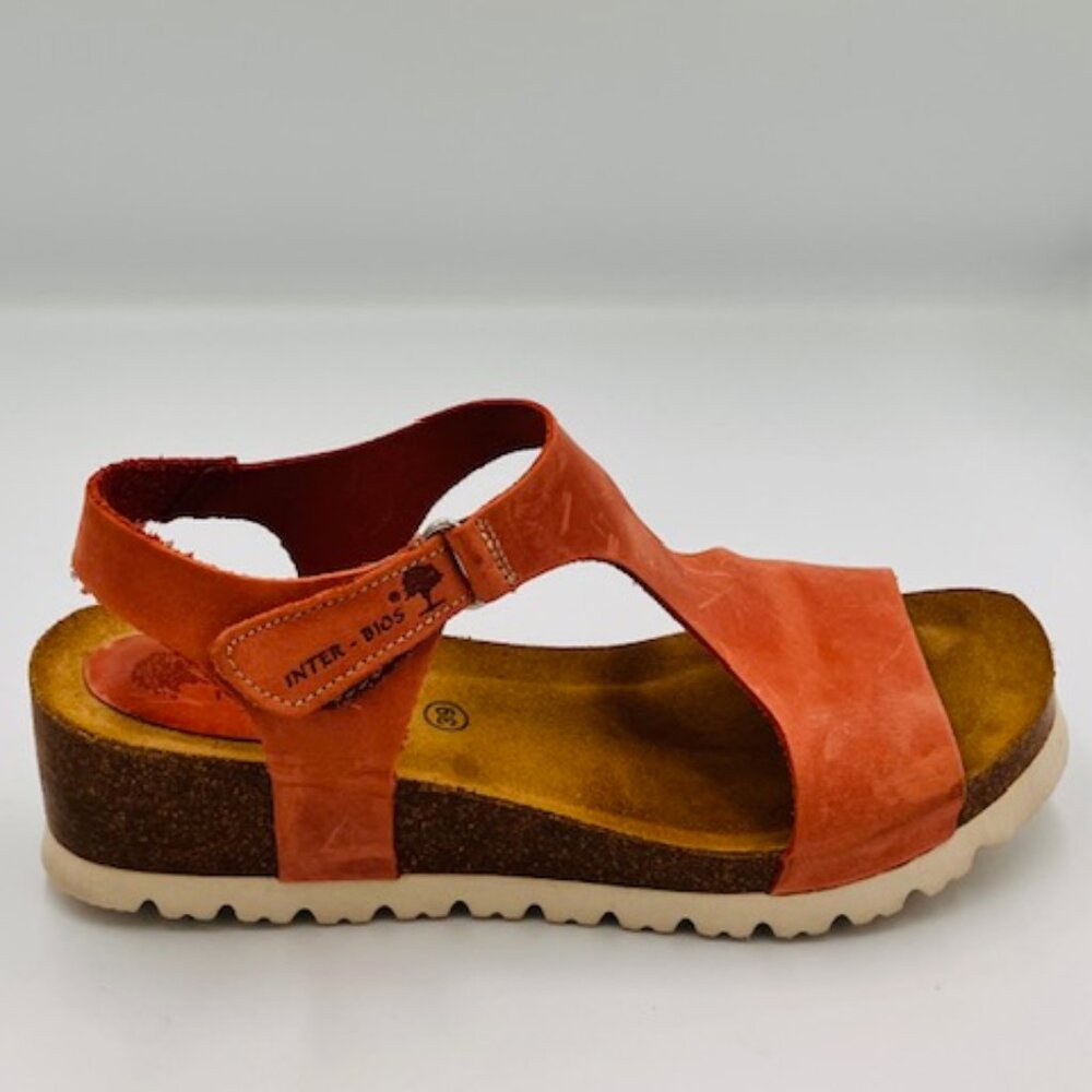 Inter Bios leather sandals rust cork wedge women's size 8.50 - Picture 3 of 6